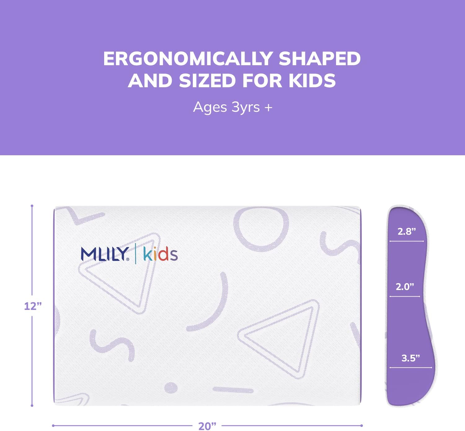 MLILY Kids Pillow for Sleeping, Adjustable Kids Memory Foam Pillow for Bed Set, Breathable and Soft Pillows for Kids Boy Girl, CertiPUR-US Certified, 12x20 Inch, Purple - Image 5