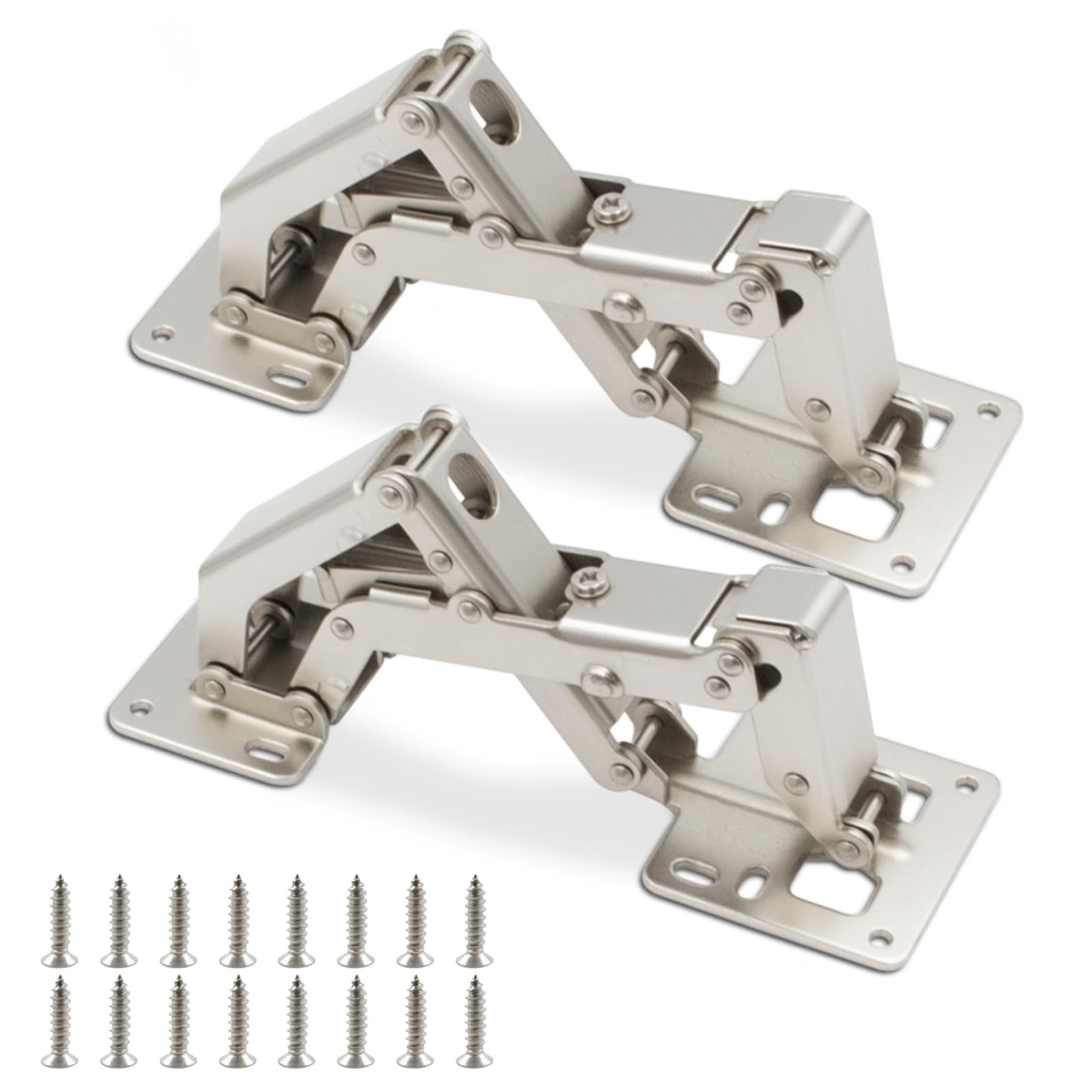 2 PCS 175 Degree Cupboard Door Hinges, Kitchen Door Hinge Large Angle Soft Close Cabinet Hinges with 16 Fixing Screws