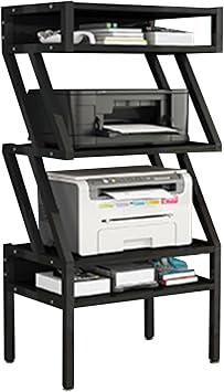 Height Adjustable Storage Shelf, Printer Metal Stand with Feet, Floor-Standing Multi-Purpose Shelf Rack, Stable Desk for Printer Home Office UseBlack,55x35x98.5cm