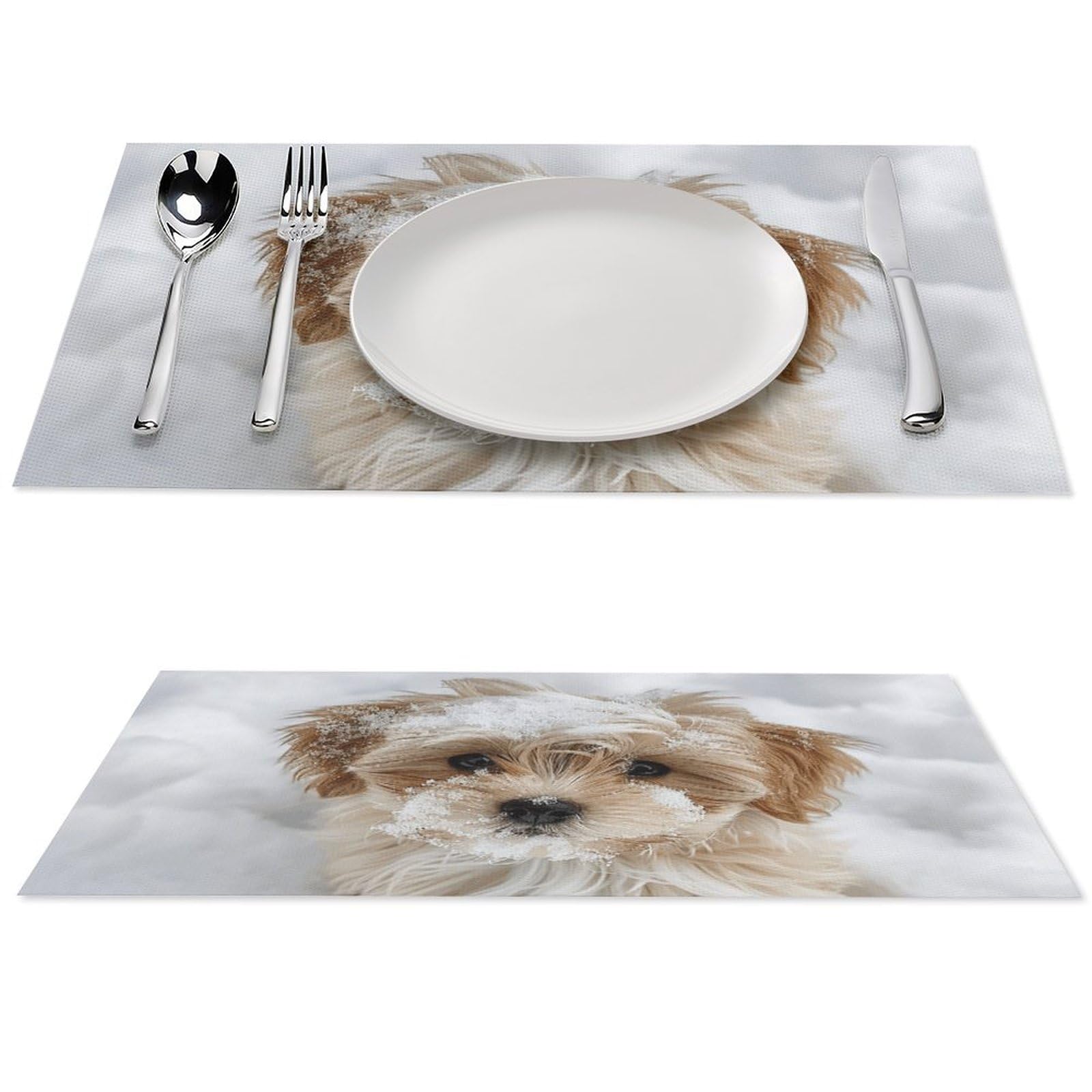 Sets de table antidérapants et résistants à la chaleur avec motif chien pour salle à manger