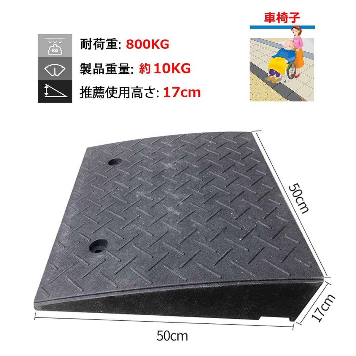 Amazon.co.jp: 車 段差スロープ 段差プレート 高さ10~30cm 黒 ゴム製 