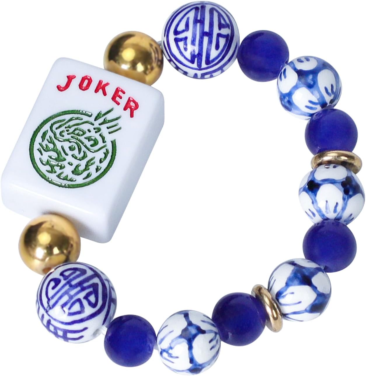 Jongyance American Mahjong Accessory (Blue) with A Joker Tile, Fits Wrist Sizes Ranging from 5.7 to 7.25 Inches