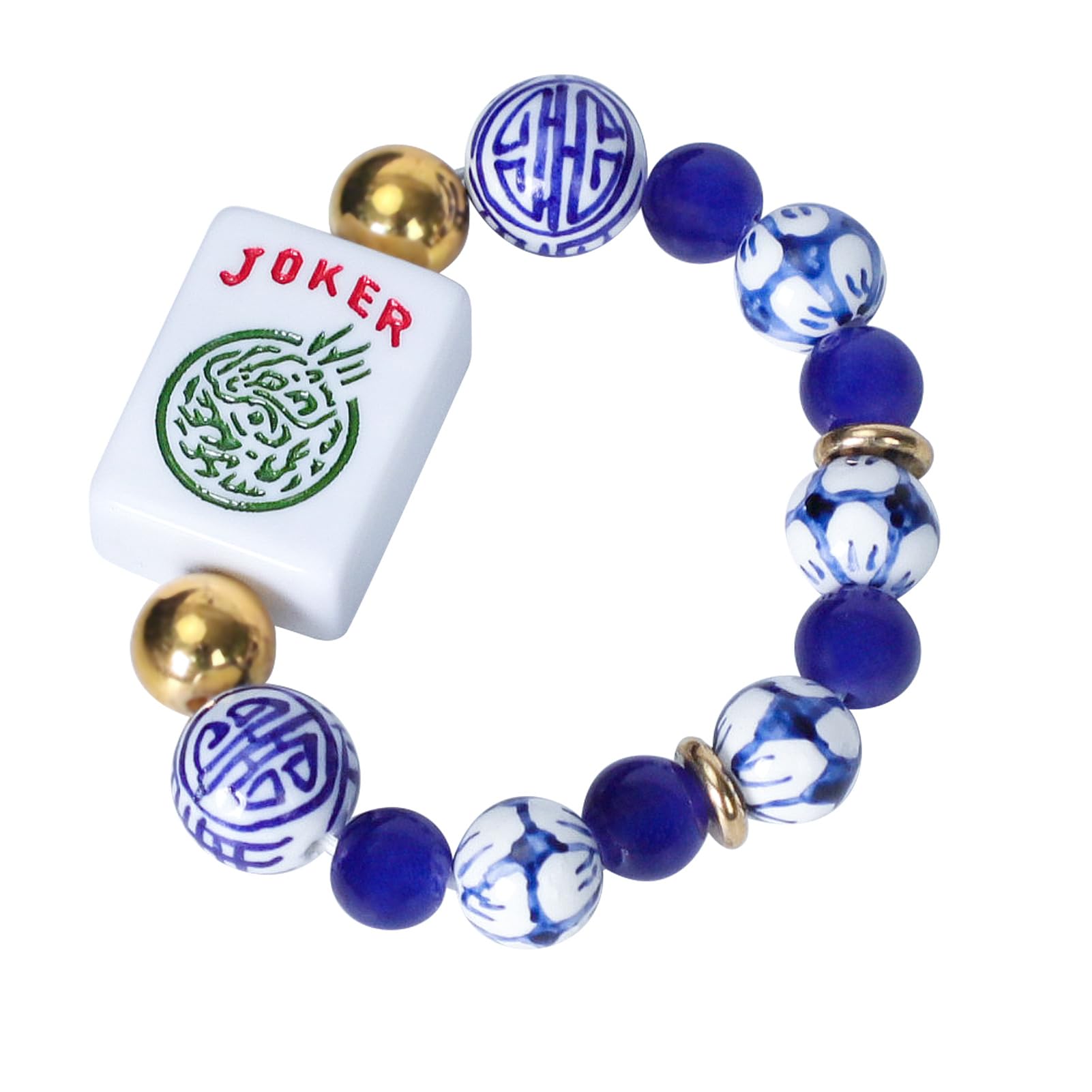 American Mahjong Accessoire de mahjong Bleu avec une tuile Joker Convient aux poignets de 14 à 18 cm
