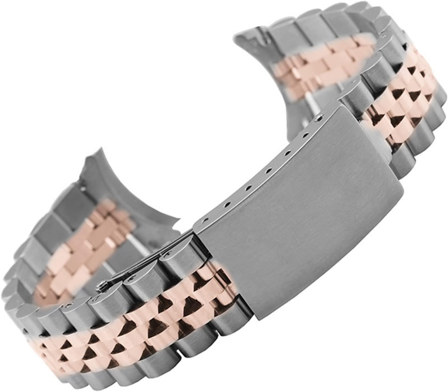 SDFFGHJ Stainless Steel Curved End Watch Band 13 17 18 19 20 21 22mm 5beads Solid Metal Watch Strap Wrist Bracelet Turtle Buckle W Tool