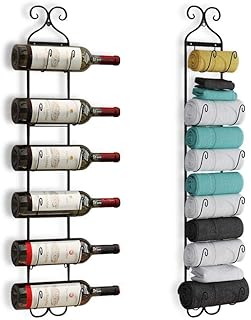 Amazon Brand - Umi Portabottiglie in Metallo, da Appendere alla parete come Appendiabiti, Ottimo per Bottiglie, Cappelli, Sciarpe, Decorazione Domestica per Bagno o Cucina, Colore Nero, 2 Pezzi