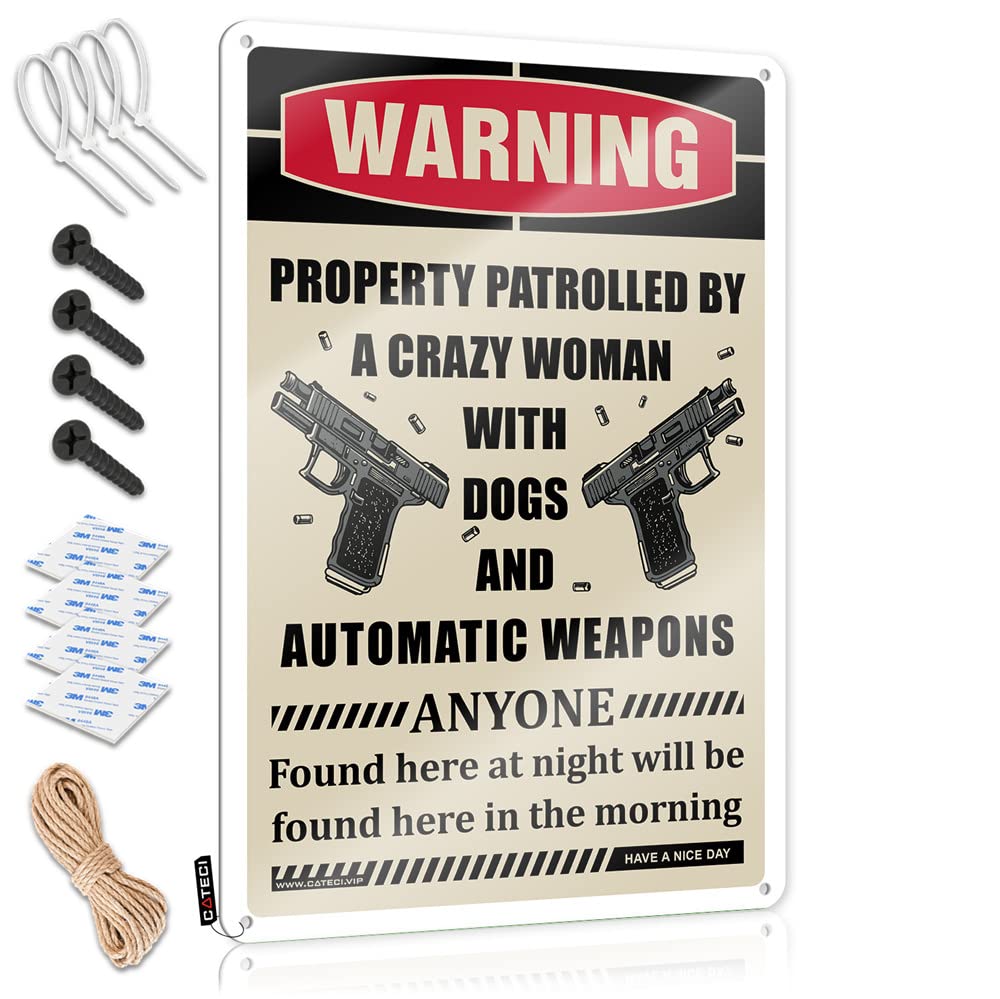 Funny Vintage Signs Trespassing Aesthetic Warning Property Patrolled By A Crazy Bitch With Dogs And Automatic Weapons For Alcohol - Tapestry Customizable(20X30CM)