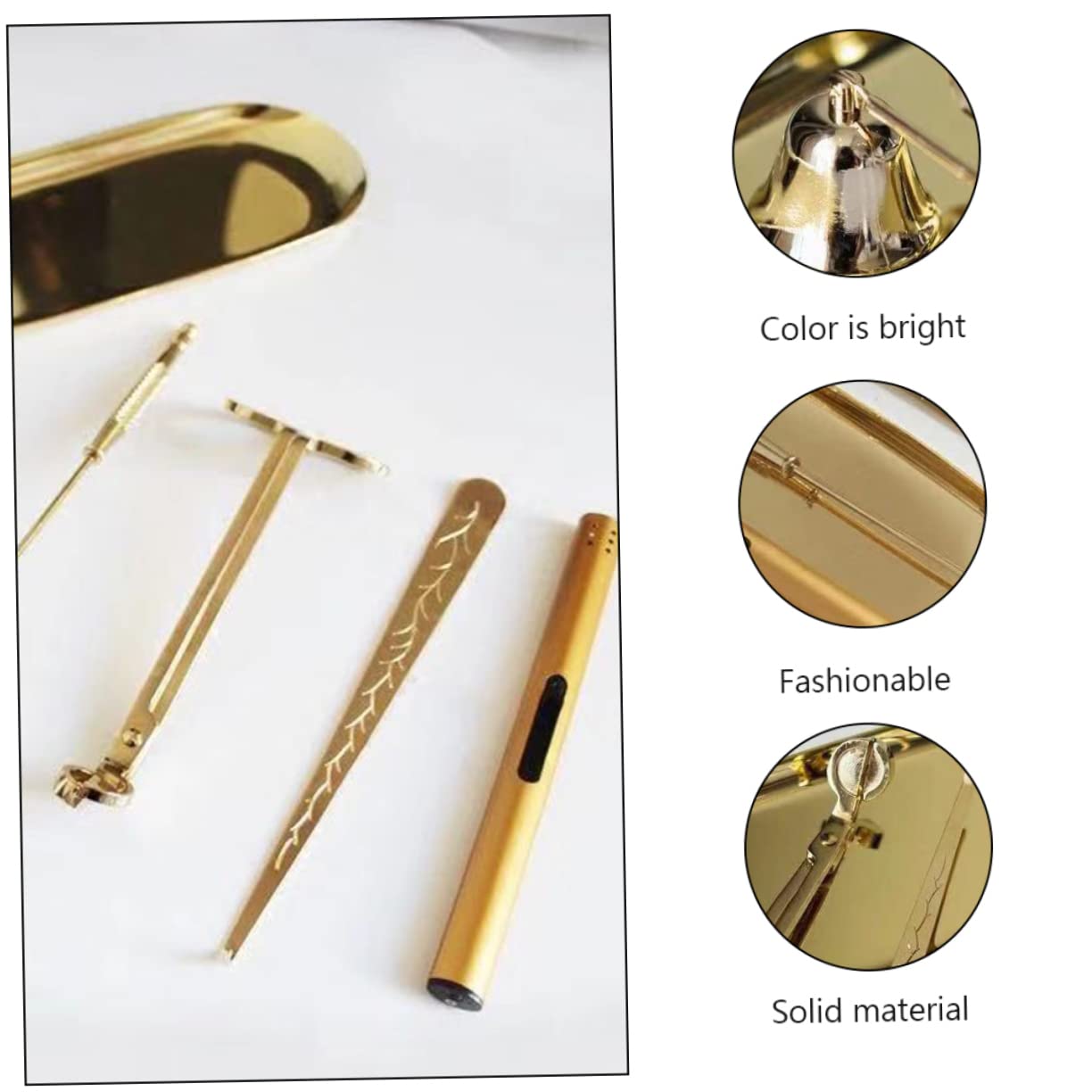 Set Accessori Candela in Acciaio Inox, 4 Pezzi, Oro