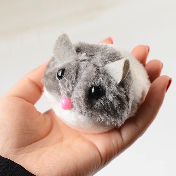 Motorized Moving Hamster Toy Interactive Pull String Plush Simulation Pet Accessory for Indoor Play and Exercise