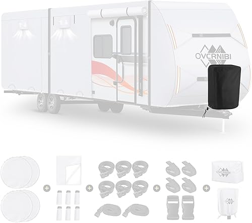 OVCRNIBI Funda para remolque de viaje de 18 a 20 pies, funda mejorada extra gruesa de 7 capas superior, impermeable, anti-UV y resistente a