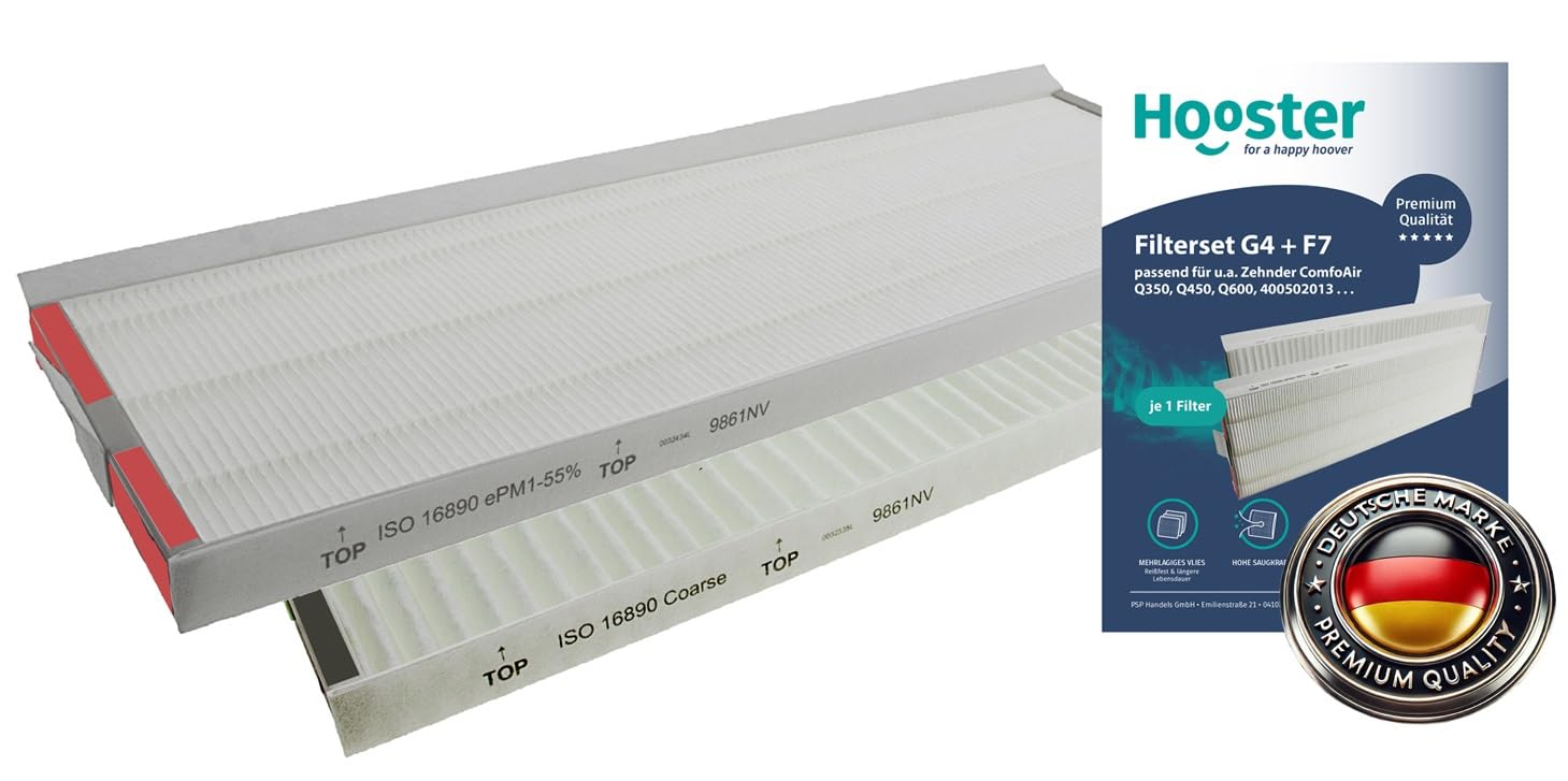 PUREBURG Filtres à Air Pour Zehnder ComfoAir Q350/Q450/Q600 - Lot De 4 (2 G4 + 2 F7), 160x500x25 Mm