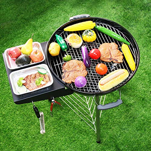 Grisun Grill Table Shelf - For Weber Kettle Grills 22 Inches, Side Table Shelf For Weber Master Touch, Original Kettle Charcoal Grill, Black Powder Coated Steel Bbq Table, Kettle Grill Accessories #TOP6