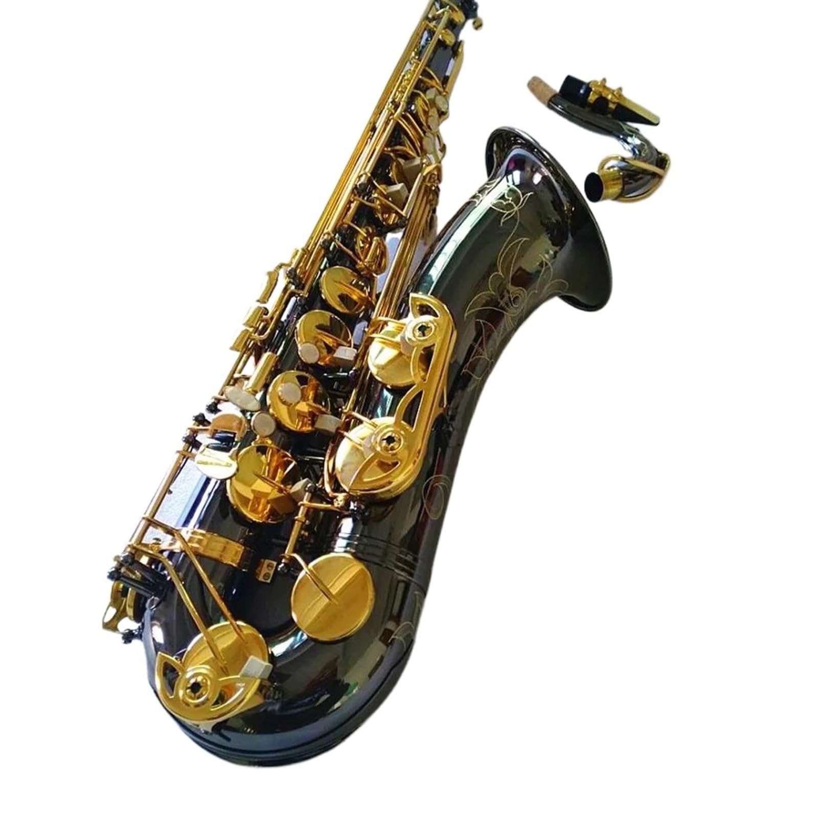 Saksofon Tenorowy B Płaski Instrument Muzyczny Czarny Nikiel Złoty Klucz Saksofon Mosiężne Guziki Z Ustnikiem profesjonalny Saksofon