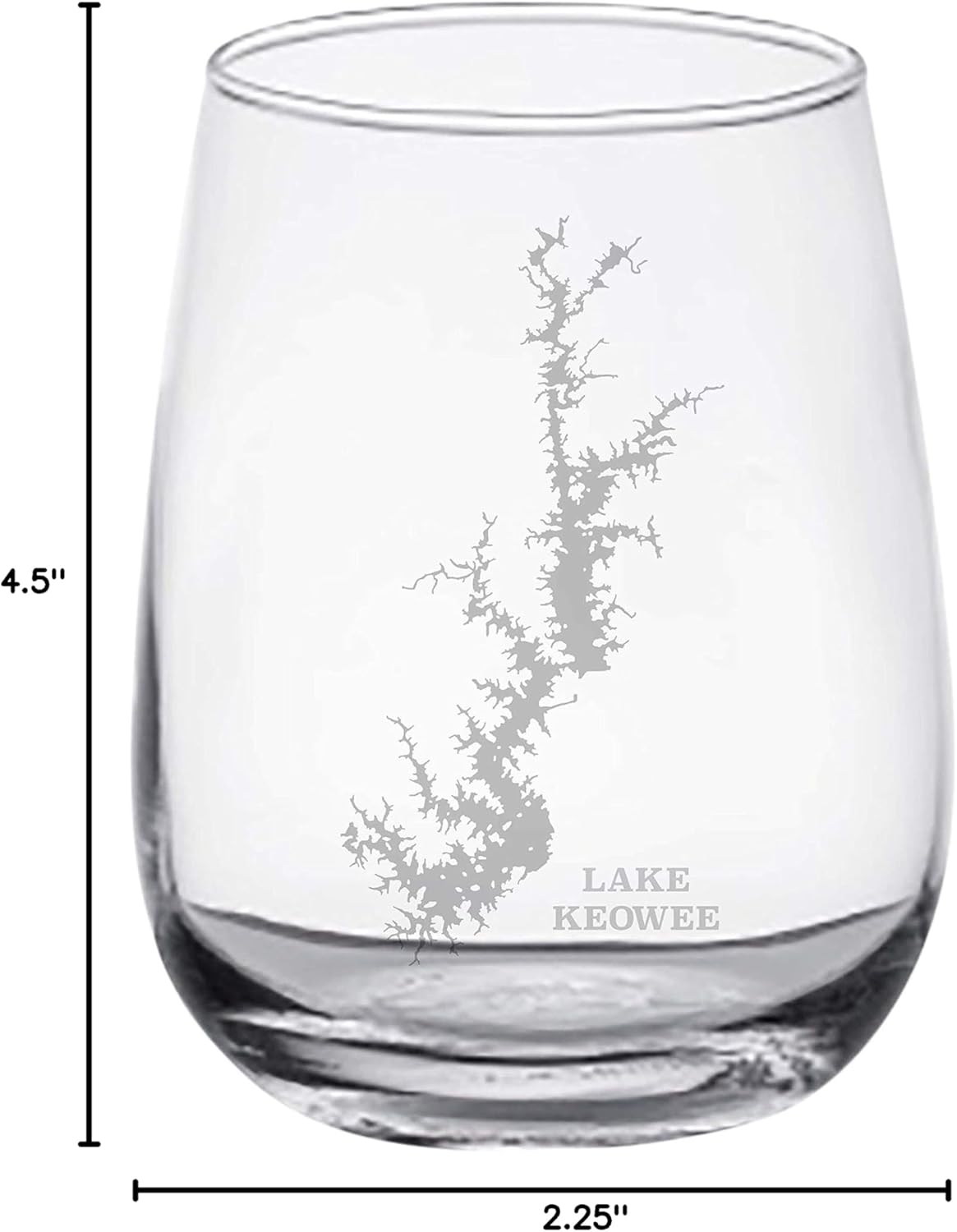 Lake Keowee Map - Stemless Wine Glasses Set of 2