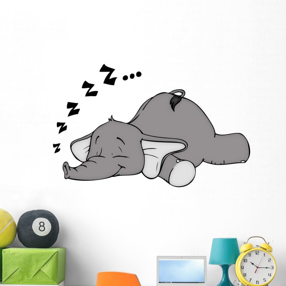 Wallmonkeys Elephant Sleep Sleep Snore Dream Wall Decal Peel and Stick Graphic WM210544 (48 in W x 32 in H)