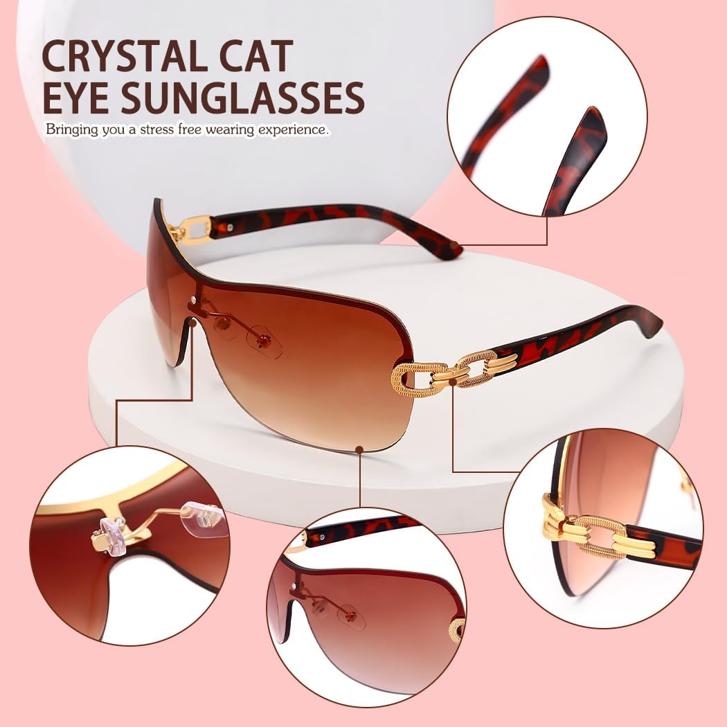 Woeoe Oversize Square Sunglasses Fashion Sunnies Sunglasses for Women​ Wraparound Sport Sun Glasses for Cycling Costume Party Accessory - Image 4