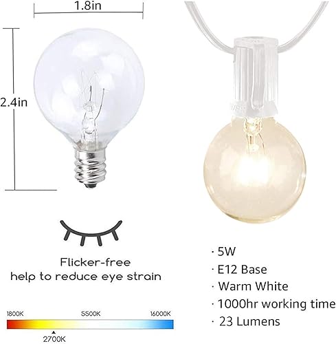 Miniatura 8 de Afirst Guirnalda de luces para exteriores de 25 pies con 27 bombillas de globo, luces de Navidad para jardín, patio, fiesta, boda, cable blanco