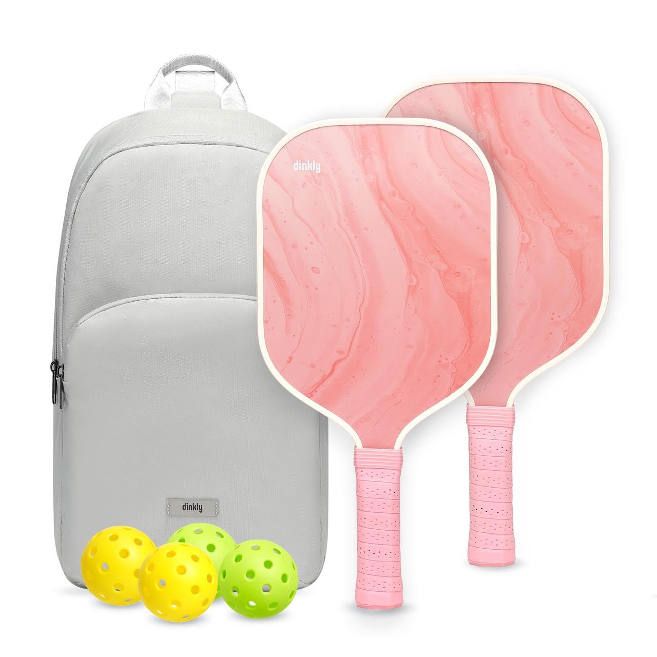 Dinkly Pickleball Paddles Set of 2/4- USAPA Approved Graphite/Fiberglass Pickleball Racket, 2 Pickleball Rackets, 4 Balls and 1 Portable Carry Bag,