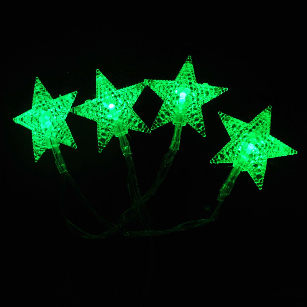 LightsGo Battery Powered Powered Star shape Indoor LED Fairy Lights 20LEDs 2M (Green)