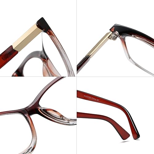 Vista 11 de Bevi Gafas de lectura antifatiga ocular, bloqueo de luz azul, marco cuadrado grande de gran tamaño con bisagra de metal para mujeres y hombres