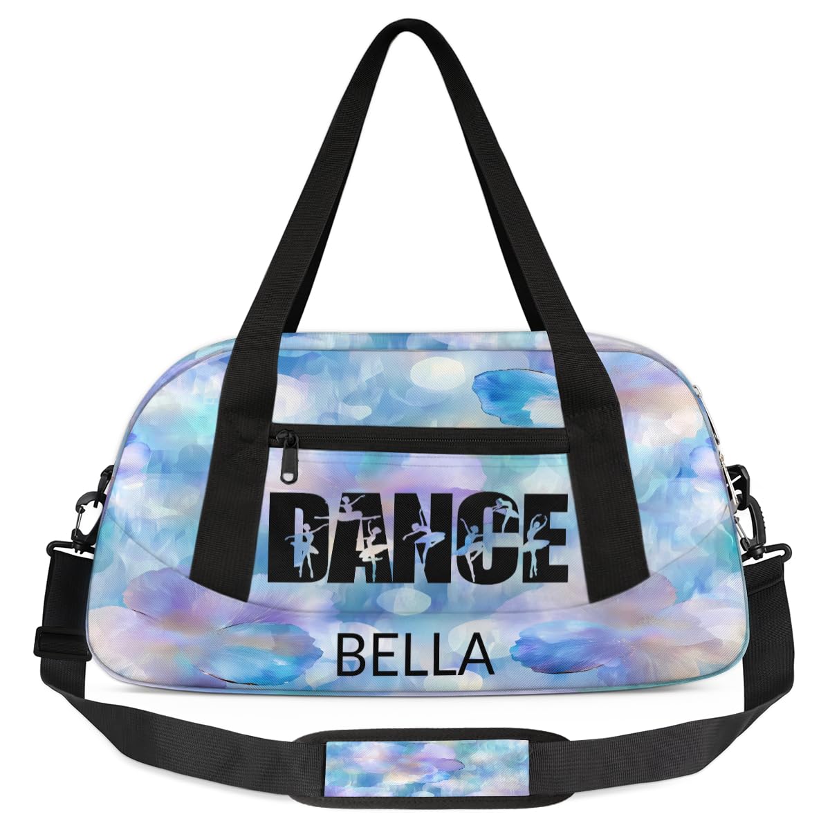 Peaom Custom Kids Sports Duffel Bag Purple Blue Bokeh Sparkling Flower Dance Personalized Dance Gym Bag for Boys Girls Lightweight Weekender Travel