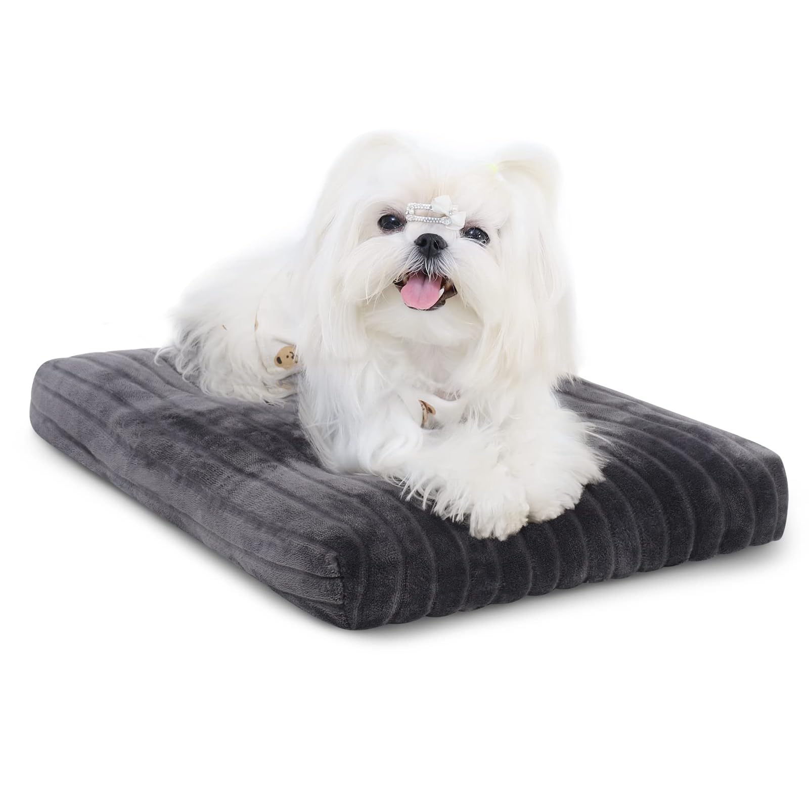 Dog Crate Bed Washable Dog Beds for Extra Small Dogs Deluxe Thick Flannel Fluffy Comfy Kennel Pad Anti-Slip & Anti-Scratch Pet Sleeping Mat, 21 x 12