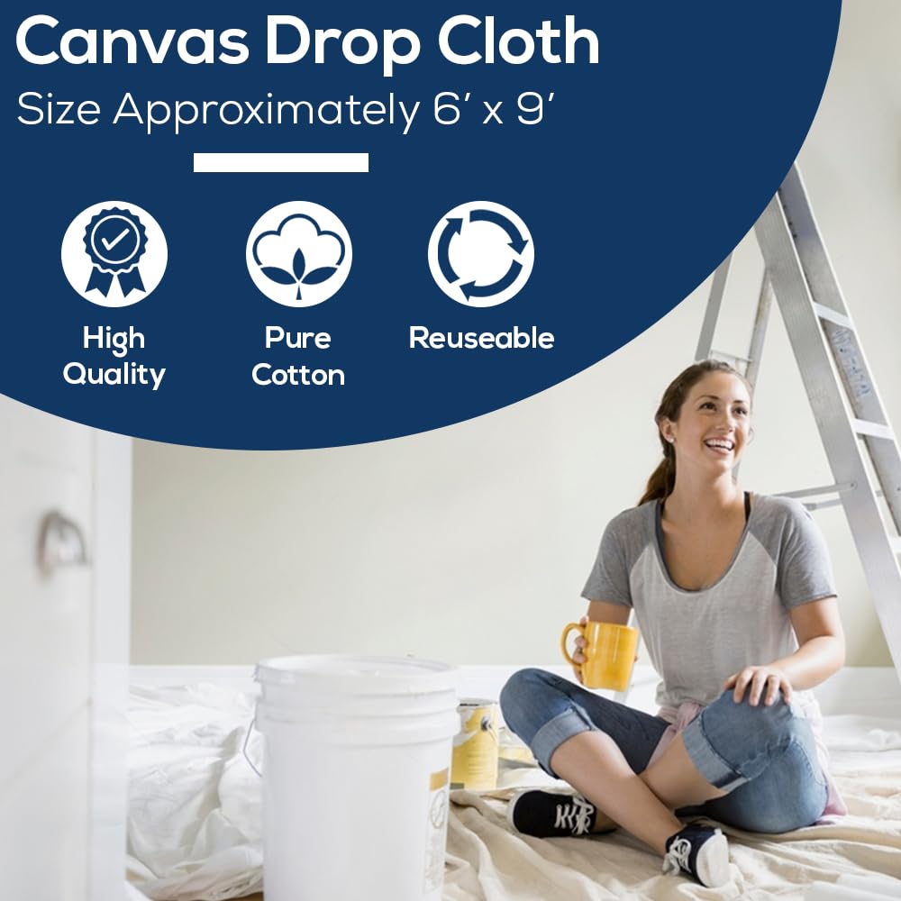 Case of Canvas Drop Cloth (Size: 6' x 9') - 10 Pack