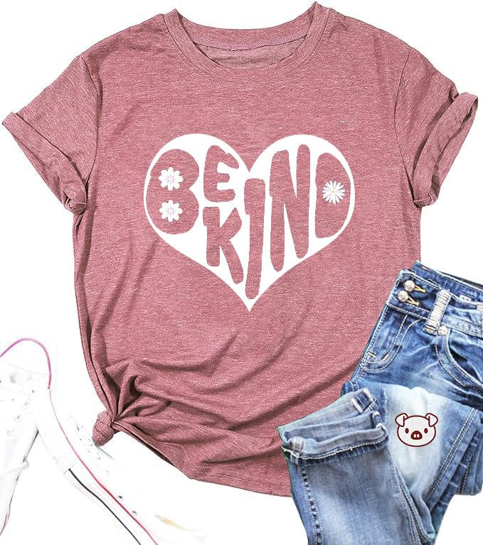 Be Kind Shirts for Women Dandelion Spread Kindness Tshirts Rainbow Inspirational Graphic Tee