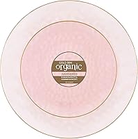 Vista 120 de PARTY BARGAINS 7" & 10" Organic Collection Hammered Appetizer and Dinner Plates Combo with Gold Rim – Transparent White, 32-Pack Disposable Plastic