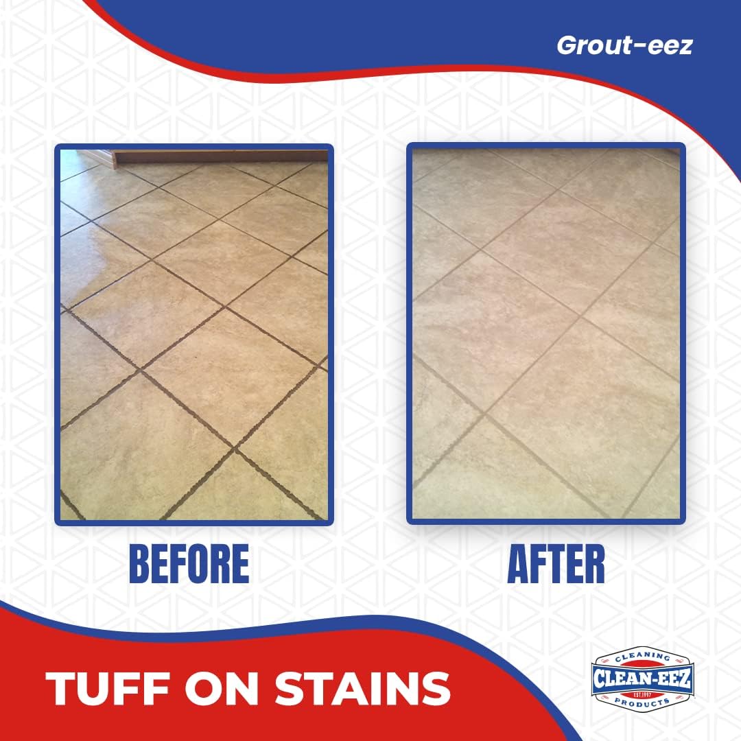 IT JUST WORKS! Grout-Eez Super Heavy-Duty Grout Cleaner. Easy and Safe To Use. Destroys Dirt and Grime With Ease. Even Safe For Colored Grout. Clean-eez (Single Bottle and Brush, 32) : Tools & Home Improvement