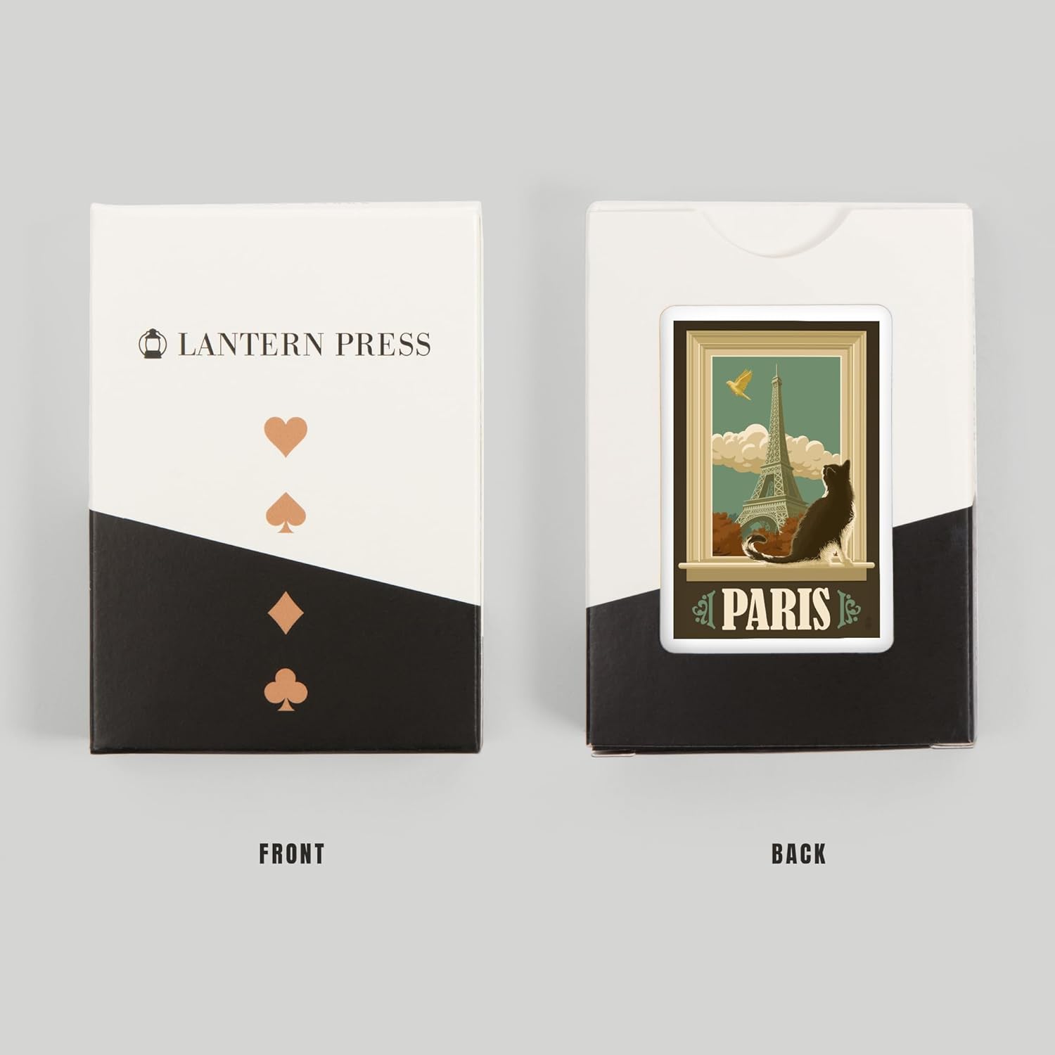 Lantern Press Paris, France, Eiffel Tower and Cat Window, 52 Playing Cards for Adults, Poker Size Card Deck