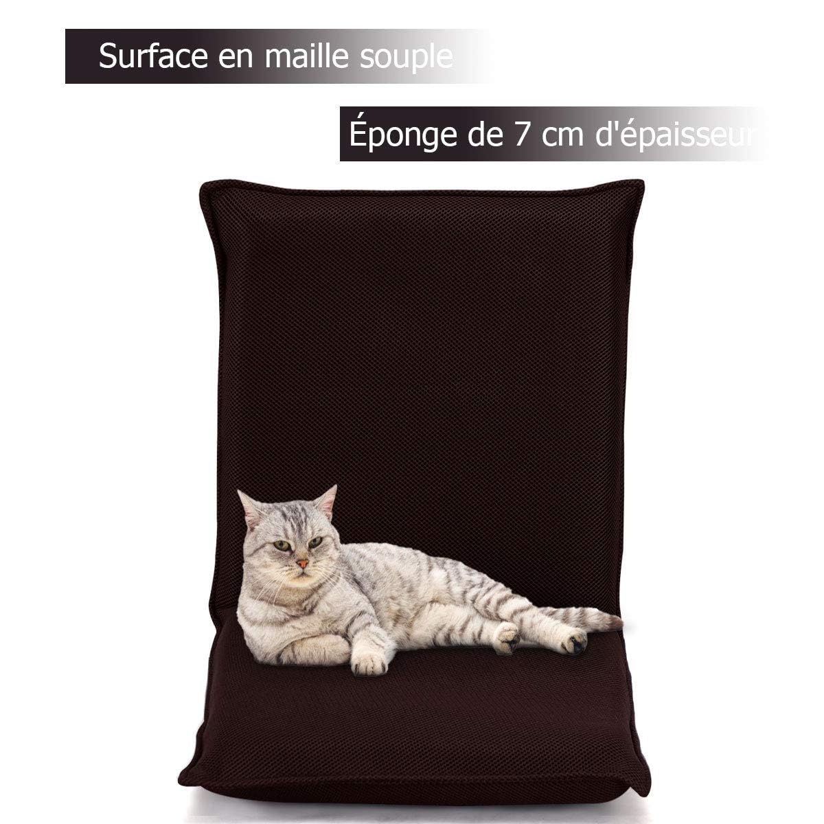 GOPLUS Chaise de Sol Pliante avec 6 Positions Réglables, Fauteuil Convertible Paresseux Inclinable Rembourré d’Éponge, Chaise de Plancher pour Maison, Bureau,97x47x8CM (Marron)