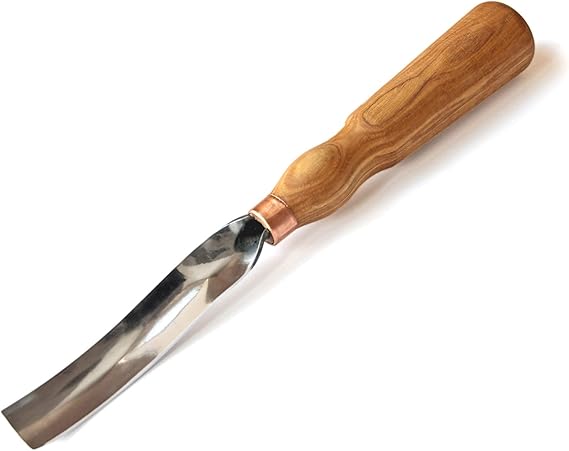 BeaverCraft Wood Carving Gouge Chisel 7L/22 Wood Carving Tools Bowl Carving Carbon Steel Blade Wood Handle Radial Gouge Hard and Soft Woods (Long Bent Gouge G7L/22)