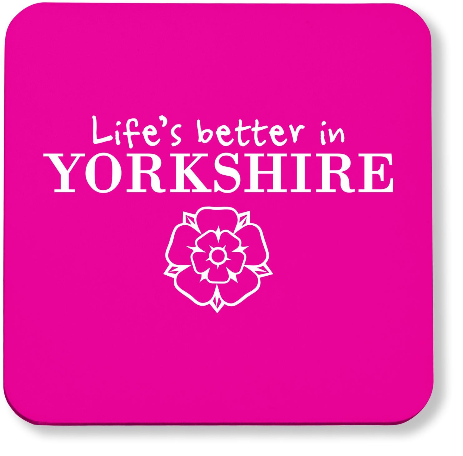 Hippowarehouse Life's Better in Yorkshire pack of 2 coasters gloss finish durable backing 9cm x 9cm