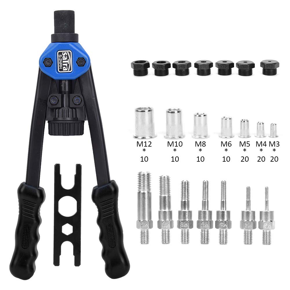 Pistola manual para remachar tuercas roscadas y herramienta manual de inserción para aplicaciones de fabricación en chapa, plástico y fibra de vidrio con mandriles M3 M4 M5 M6 M8