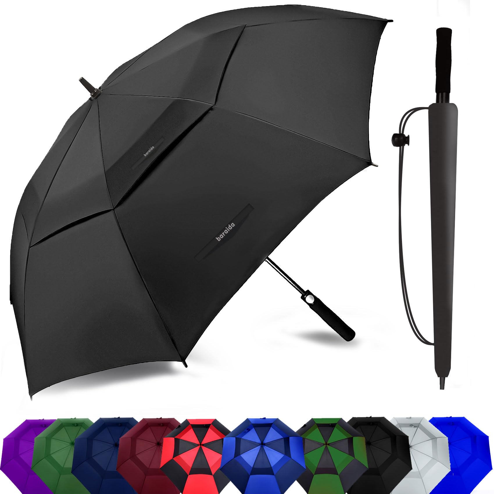 Photo 1 of Baraida 54 Inch Golf Umbrella - Black