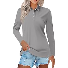 Womens Long Sleeve Polo Shirts Collared Work Tops Short Sleeve Business Casual Dressy Blouses Summer Tops
