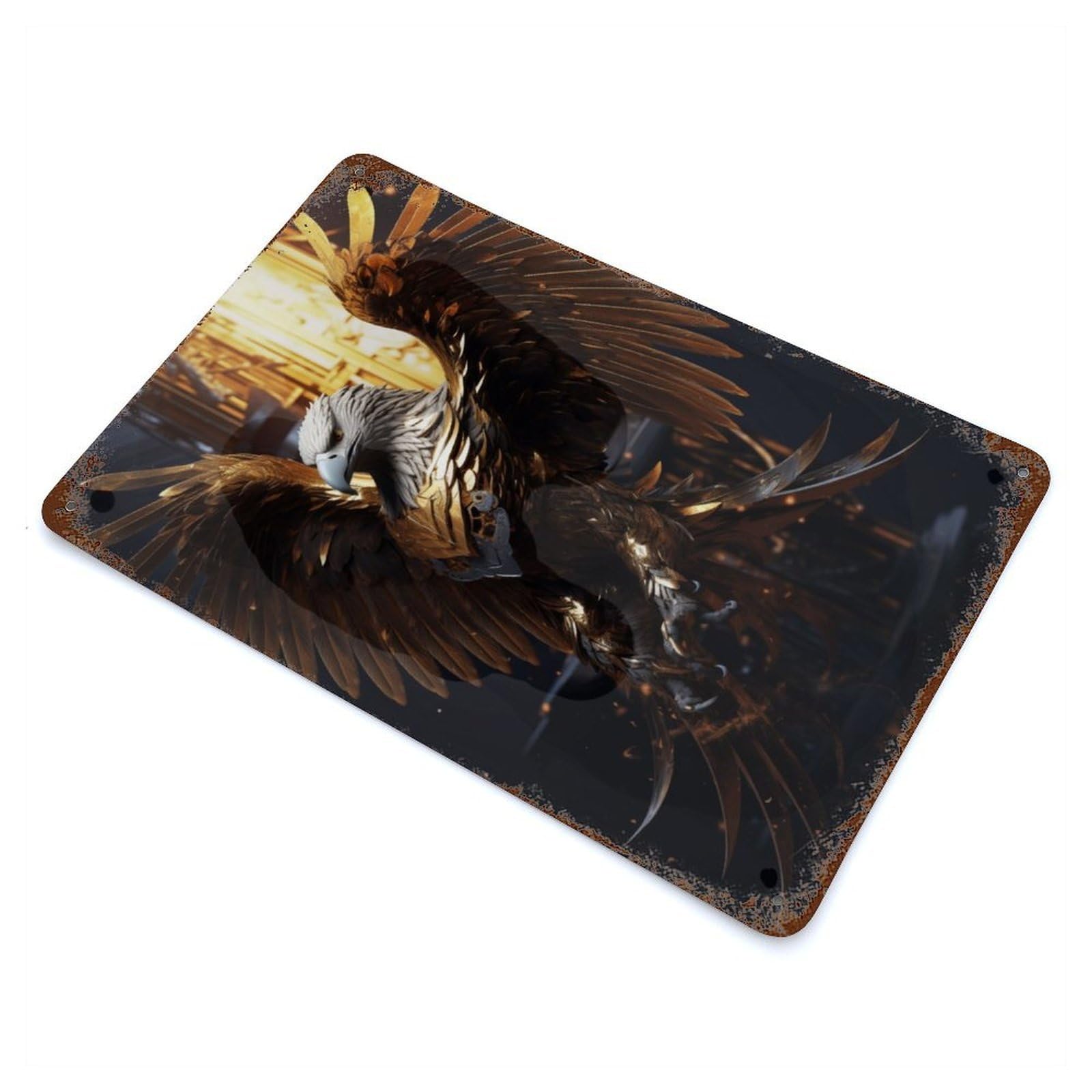 Garage Style Fantasy Bald Eagle Magic Vintage Rust Metal Sign 11.8"x7.9", Shabby Chic Decor for Bar And Workshop