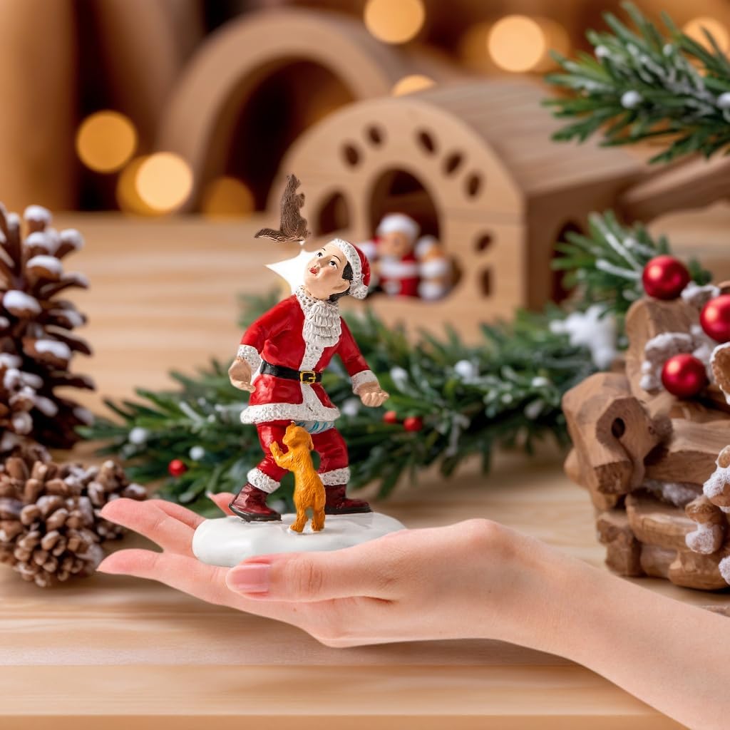 Snow Village National Lampoon's Christmas Vacation Snow Christmas Vacation Village Accessories Squirrel Dog Figurine Festive Holiday Decorations Display (Squirrel&Dog)