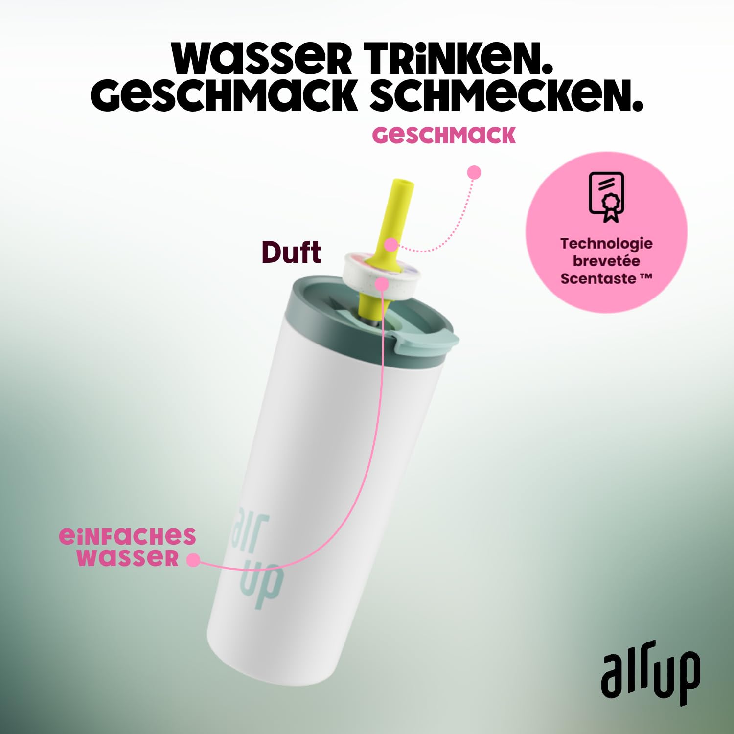 air up Original Tumbler Starter-Set 700ml in White Spearmint mit Pods in 5 Geschmacksrichtungen + Podcase Burgund | Trinkflasche, BPA-frei