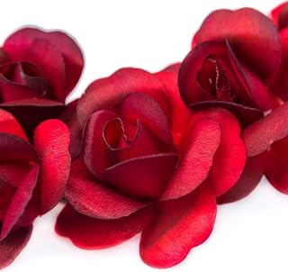 6 Red Black Tips Full Open Bud Wooden Roses for Crafts Custom Bouquets and Other Projects. 10 Colors to Choose from.