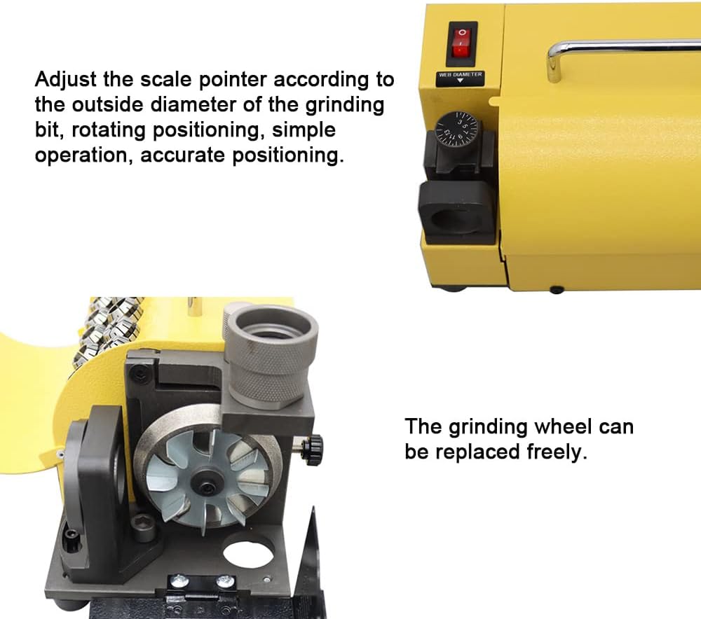 110V MR-13A Drill Bits Sharpener 3-13mm Drill Bits Sharpener with 11 Collets Angle Adjustable Grinding Machine 100°(95°)~135°Twist Drill High-precision Sharpening Tool (CBN wheel for HSS)