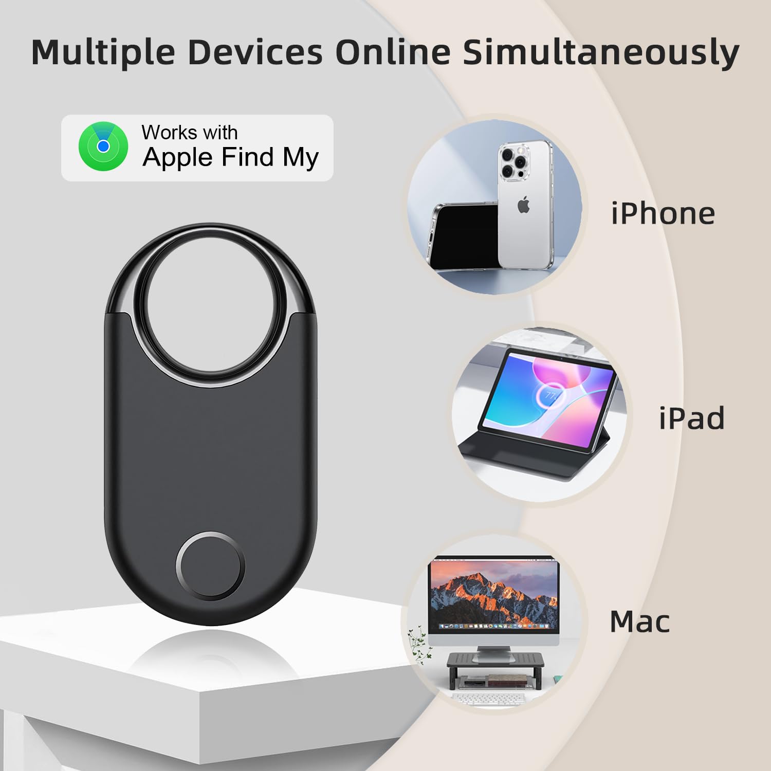 4-pak lokalizatorów do Apple Find My, lokalizator kluczy Bluetooth z precyzyjną lokalizacją, certyfikat Apple MFi, kompatybilne z iPhone i Siri, czarne, 4 sztuki w opakowaniu