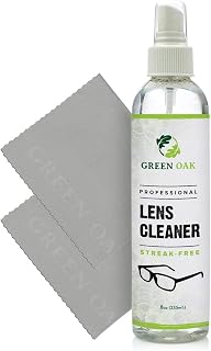 Lens Cleaner Spray Kit – Green Oak Professional Lens Cleaner Spray with Microfiber Cloths – Best for Eyeglasses, Cameras, and Lenses - Safely Cleans Fingerprints, Dust, Oil (8oz)