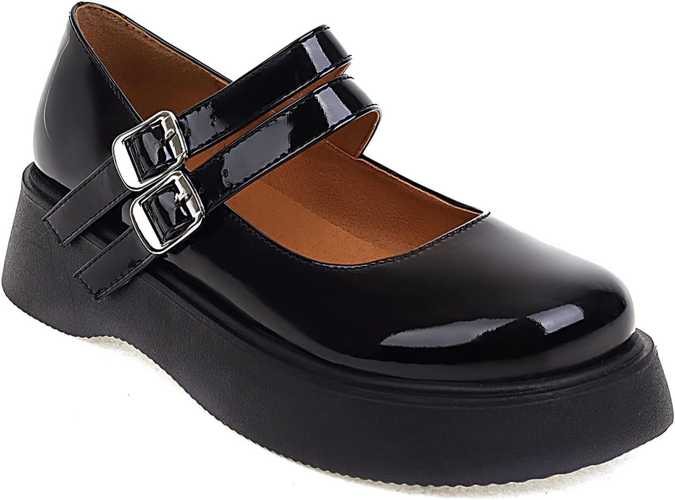 Womens Lolita Dress Shoes Platform Mary Janes Uniform Dress Shoes Halloween Cosplay Shoes (Color : Black, Size : 6.5-7 US)