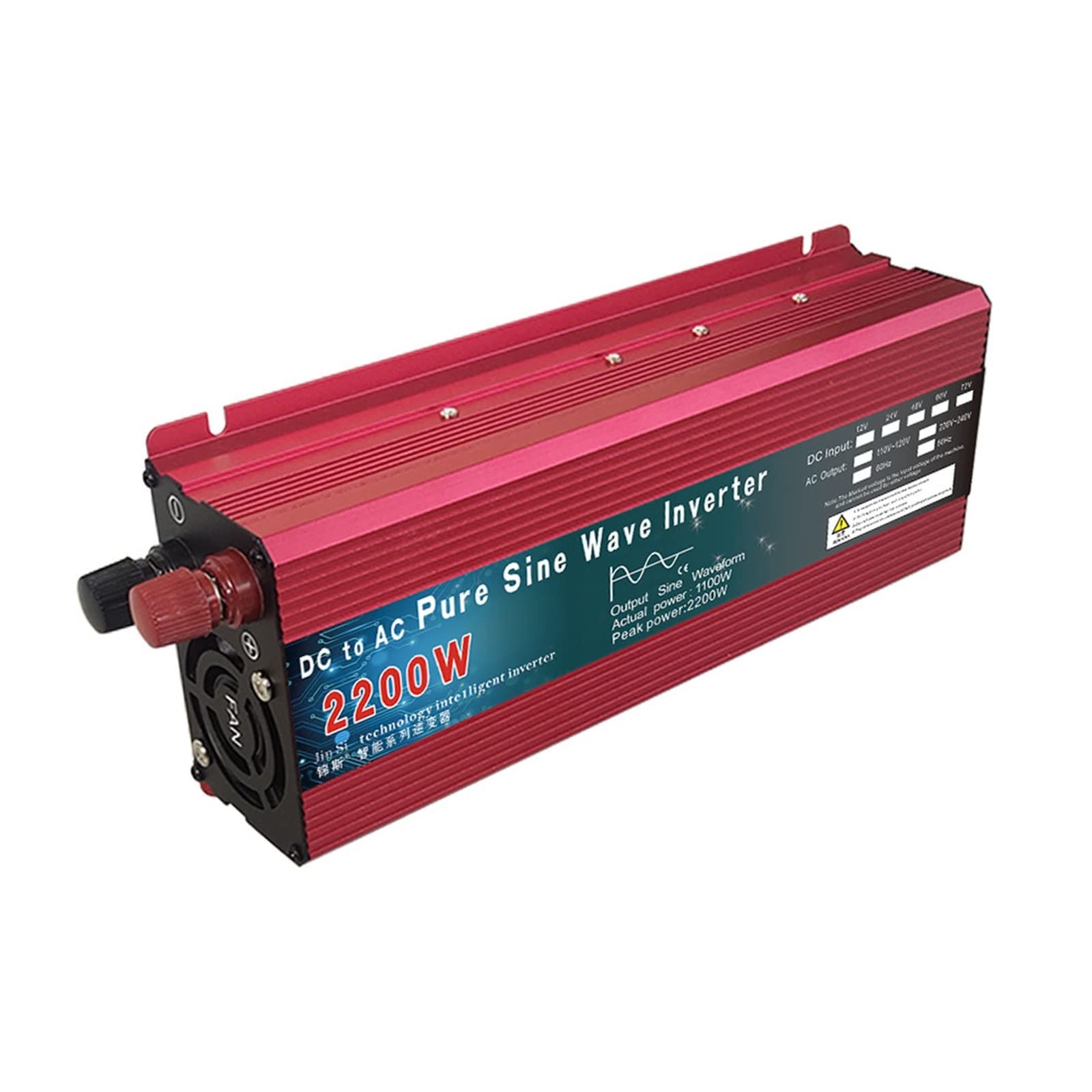 Falownik 12 V, 220 V, 1000 W, 2000 W, 3000 W, DC 24 V, 48 V, 60 V na AC 220 V, przetwornica napięcia z czystą falą sinusoidalną, mikroinwerter do samochodów, majsterkowanie (1600 W, 24 V-110