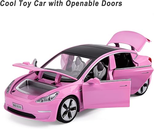 Miniatura 3 de Coches de juguete modelo 3, modelo de metal, auto fundido a presión para niños, juguetes de 3 a 8 años (rosa)