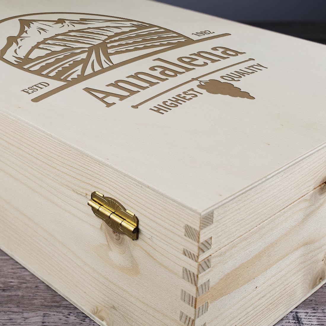 polar-effekt Weinglas 560 ml 2er-Set & Holzkiste mit personalisierter Gravur - Geschenk für Sie & Ihn - Geburtstagsgeschenk für Genießer - Personalisiert