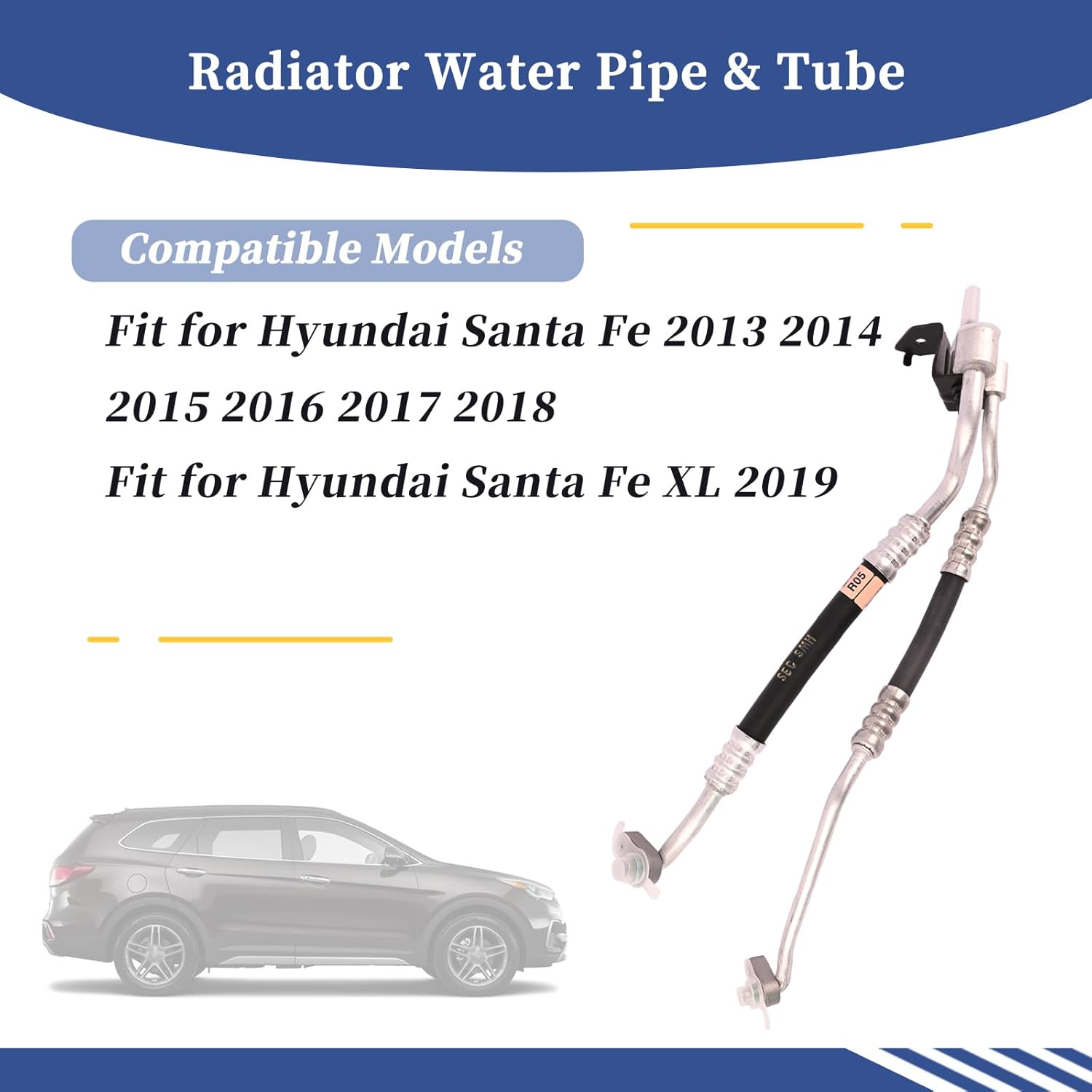 Radiator Water Pipe & Tube A/C Refrigerant Discharge Hose 97761-2W801 Compatible with Hyundai Santa Fe 2013 2014 2015 2016 2017 2018 2019 Replacement 977612W800 Air Conditioner Pipe Assembly