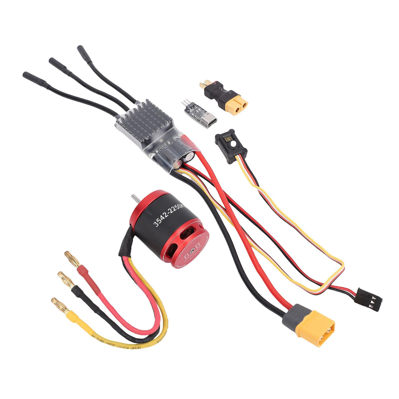 FILFEEL Zestaw Bezszczotkowego Układu Napędowego RC dla Silnika Bezszczotkowego Axial SCX10 – 3542 + ESC 80 A z Przewodami, Programowaniem i BEC – Ulepszony System Zasilania Samochodu Gąsienicowego