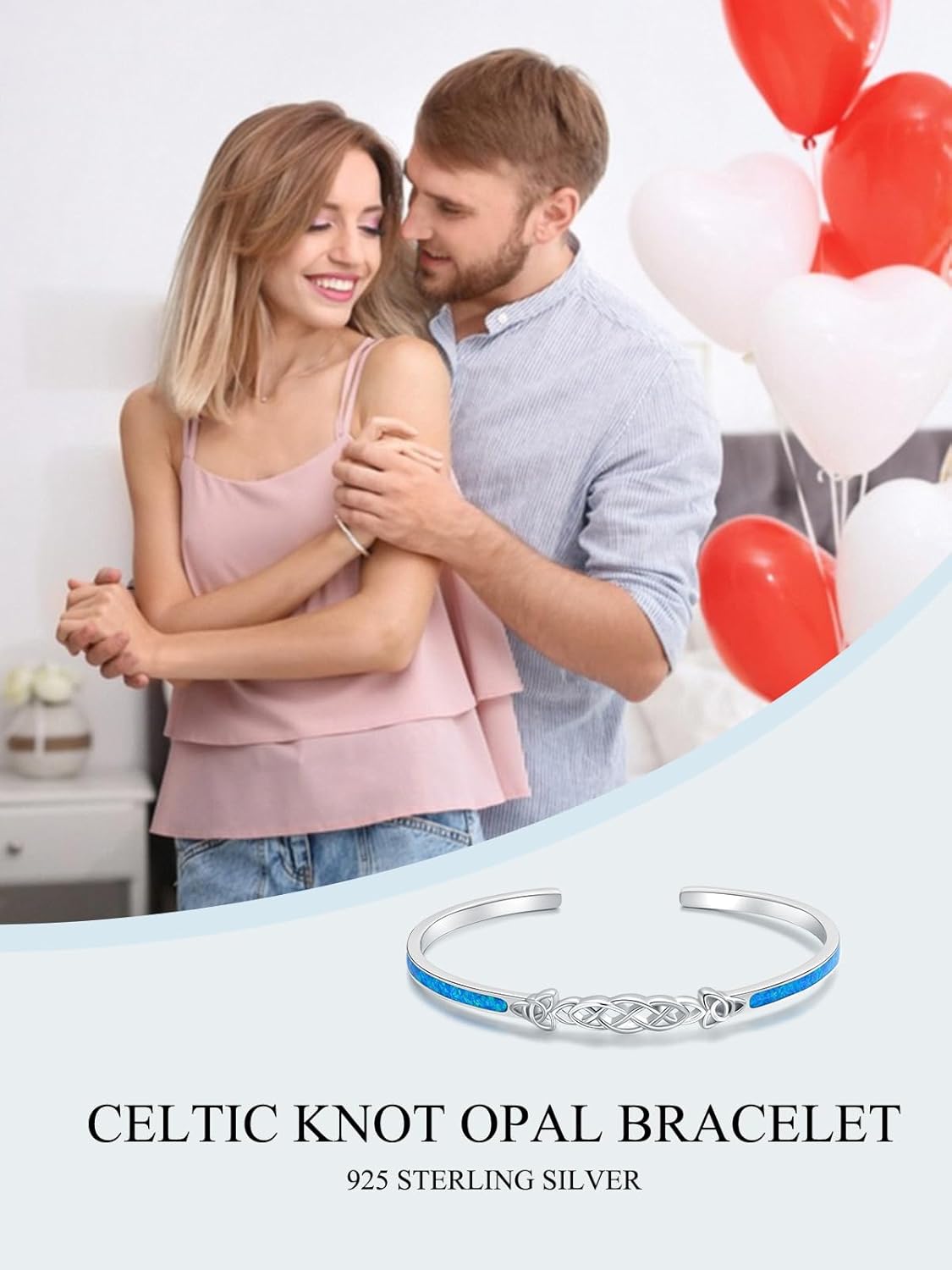 WINNICACA Bracelet for Women Opal Bracelet Sterling Silver Opal Cuff Bangle Bracelets Inspirational Jewelry Gifts for Women Her Wife Daughter Graduation Birthday Mothers Day Gifts for Mom